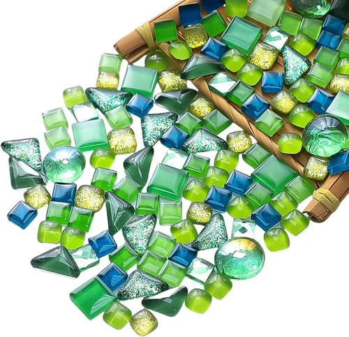 500g Azulejos de Mosaico de Cristal Irregular de Colores Mixtos, Azulejos de Mosaico Pequeños para Manualidades DIY, Niños, Artesanía de Cristal