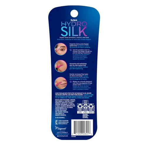 Vista 9 de Schick Hydro Silk - Herramienta de depilación Touch-Up con cubierta de precisión para cejas, 9 unidades Navaja de depilación, navajas faciales
