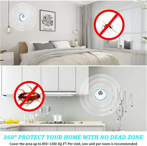 Vista 5 de Repelente de Plagas Ultrasónico de Control de Interiores Enchufable para Control de Roedores, Repelente de Mosquitos, Asesino de Cucarachas