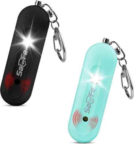 Vista 10 de Alarma de seguridad personal recargable para mujeres - Llavero de alarma de seguridad de autodefensa de 140 dB con luz estroboscópica, dispositivos