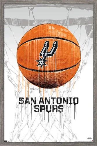 Vista 9 de Trends International NBA San Antonio Spurs - Póster de pared Drip Basketball 21, 22.375 x 34 pulgadas, versión premium sin marco