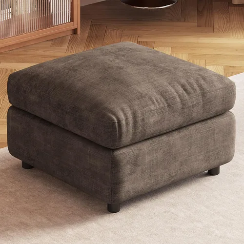 Vista 155 de Guyii Sofá modular de terciopelo, moderno sofá de 4 plazas de gran tamaño con 3 almohadas y reposapiés de almacenamiento, sofá convertible de 115.74
