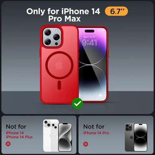 Vista 267 de Miracase - Funda magnética para iPhone 13 de 6.1 pulgadas (compatible con MagSafe) (con 2 protectores de pantalla), protección de grado militar