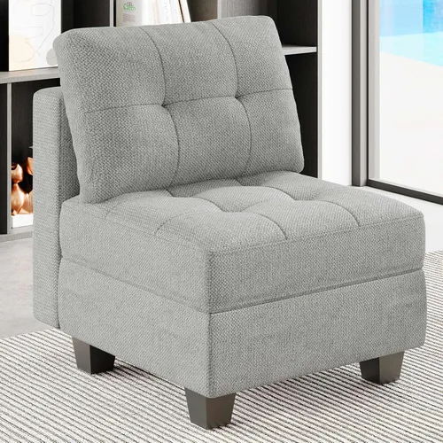 Vista 87 de Belffin Sofá modular modular con tumbonas dobles en forma de U, modular con asiento de almacenamiento, sofá modular con otomanas reversibles