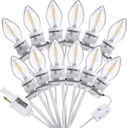 Vista 9 de Hohean Meonum - Cable de accesorios con 10 bombillas LED, cable de luz C7 de aldea navideña con dos fusibles de repuesto, cadena de luces de molde