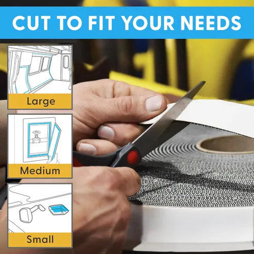 Vista 3 de Resistencia Industrial - Cinta adhesiva de montaje de 5 pies, negra, para interior/exterior - Sujetador resellable autoajustable compatible con 3M