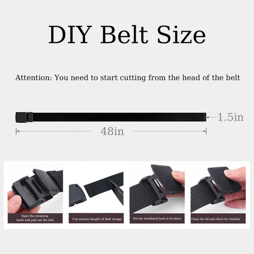 Vista 6 de YZRIZX Nylon Tactical Men Belt, Military Canvas Web Belts with Plastic Buckle, Casual Belt for Men Outdoor (Black)