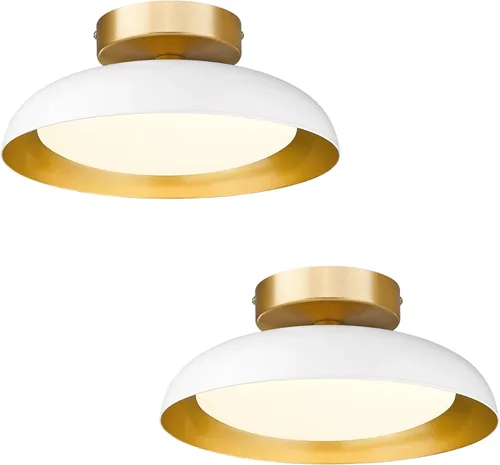 Vista 22 de kudos KDCL01-GD-S - Lámpara de techo dorada, lámpara LED de 9.5 pulgadas, lámpara colgante moderna de 12 W 600 lm, iluminación de techo regulable