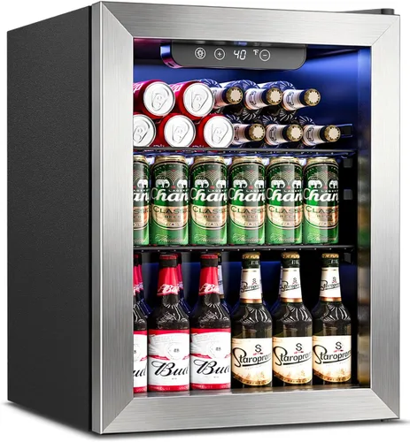 Feelfunn Refrigerador de bebidas para 68 latas, mini refrigerador de 1.7