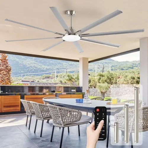 Vista 17 de Conciseer Ventiladores de techo modernos con luces, ventilador de techo de 84 pulgadas con luz y control remoto, sala de estar, biblioteca