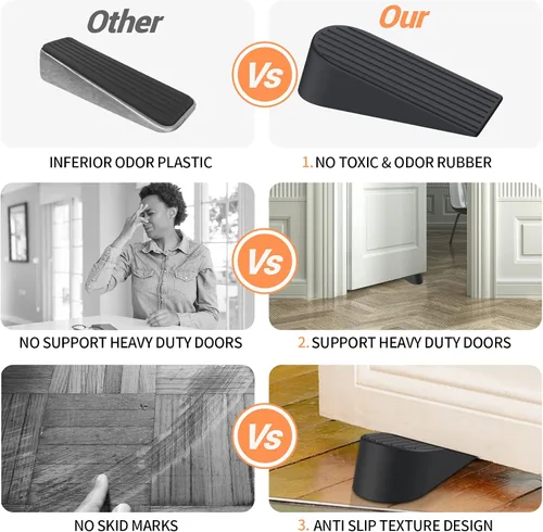Vista 2 de Topes de puerta grandes, paquete de 2 topes de puerta extra grandes para huecos de la parte inferior de las puertas, tope de puerta resistente