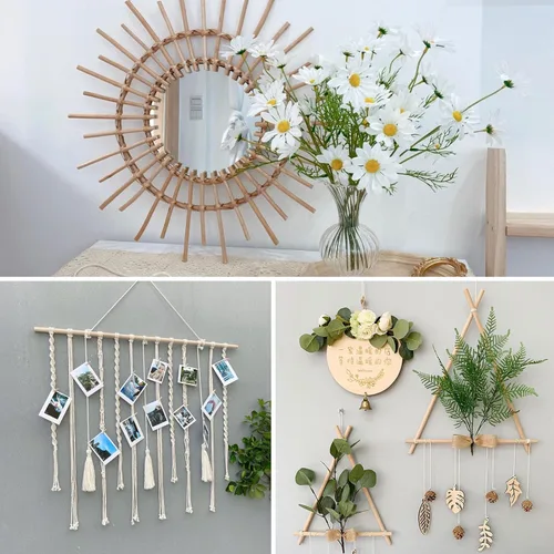 Vista 7 de Clavijas de madera para manualidades, 10 varillas de madera de 1/2 x 12 pulgadas, varillas de bambú redondas naturales para manualidades, tacos