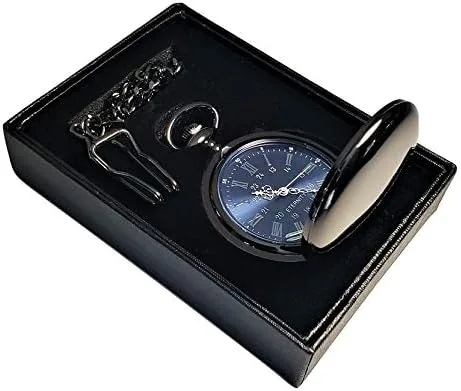 Vista 3 de Reloj de bolsillo personalizado, reloj de bolsillo personalizado grabado como regalo. Incluye caja, cadena de acero inoxidable y grabado.