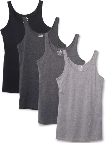 Vista 7 de Kalon Paquete de 4 camisetas sin mangas para mujer con diseño moderno y pechugona
