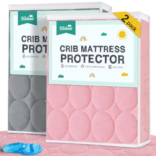 Vista 12 de Sábanas Protectoras de Colchón para Cuna Impermeables Paquete de 2, Funda Acolchada de Protector de Colchón para Cuna Ajustable para Colchón de Cama