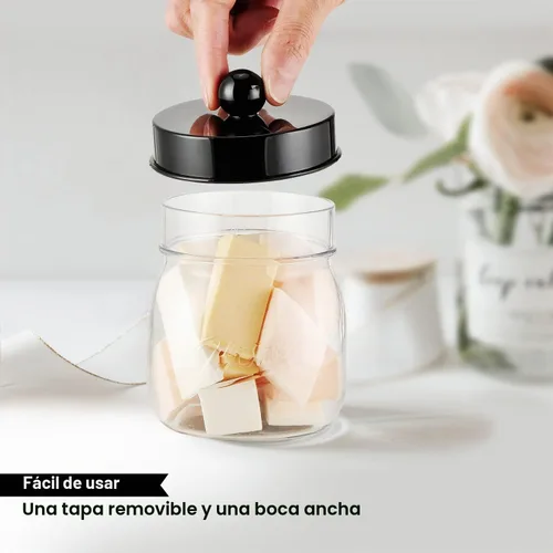 Vista 3 de Set de tarros de decoración de granja Apothecary, tarros de Mason para almacenamiento en tocador de baño - recipiente dispensador de Qtip