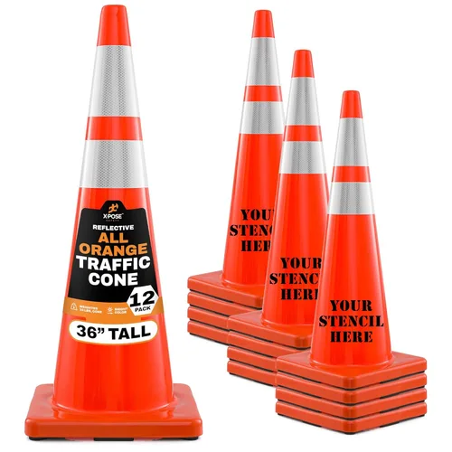 Vista 113 de Xpose Safety Conos de tráfico naranjas de 28 pulgadas con collares de 6 y 4 pulgadas, 1 paquete – Cono de seguridad de plástico PVC multiusos