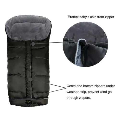 Vista 5 de CozyMe Saco de cochecito para niño pequeño, manta de evolución para cochecito, bolsa universal de invierno para bebé, bolsa de banderines cálida