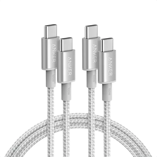 Vista 16 de Anker Cable USB C a USB C, paquete de 2 cables de carga rápida tipo C de 100 W de 3.3 pies para iPhone serie 17, MacBook Pro 2020, Pixel y más Negro