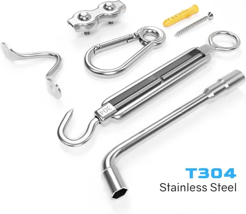 Vista 9 de Kit de colgar luces de cadena NEREUS con cable de acero inoxidable 304 recubierto de vinilo de 164 pies, kit de suspensión de luces de cadena