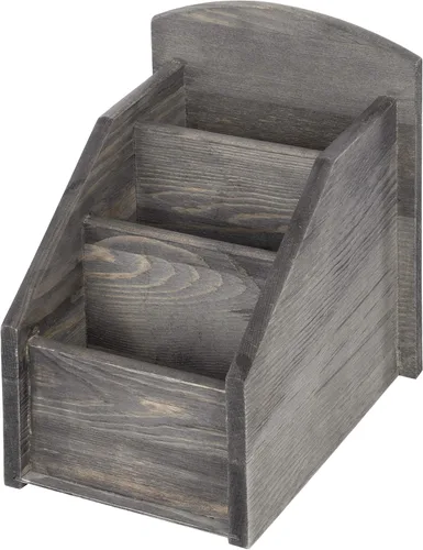 Vista 9 de MyGift Organizador rústico de madera gris oscuro con 3 compartimentos, caja de almacenamiento remoto para TV y medios para sala de estar