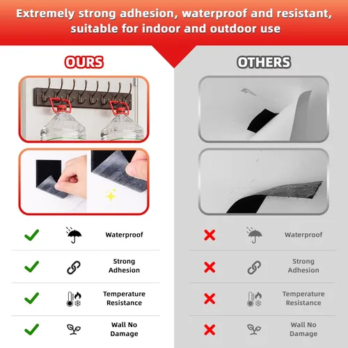 Vista 4 de Cinta de Gancho y Velcro de 2 pulgadas x 4 pulgadas x 10 Pares, Tira de Adhesión Resistente, Cinta Autoadhesiva de Enclavamiento, Tiras de Montaje