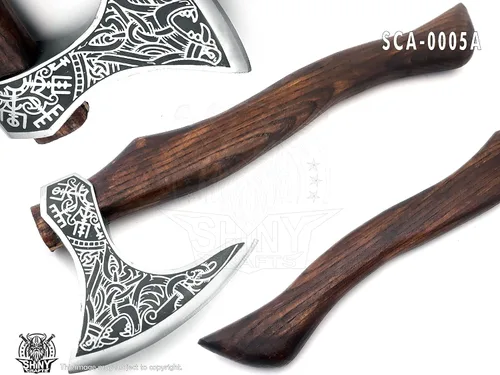 Vista 2 de SHINY CRAFTS -Hacha de camping Tomahawk Hacha barbuda vikinga hecha a mano, hecha a mano, de acero al carbono, regalo de San Valentín, regalo