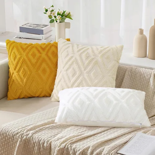 Vista 4 de Pallene Juego de 2 fundas de almohada de color beige de verano de 16 x 16 pulgadas, fundas decorativas de piel sintética suave para sofá, cama, sala