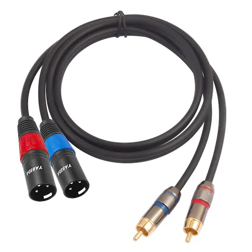 Vista 2 de YABEDA Cable RCA a XLR, cable de interconexión de micrófono estéreo de alta fidelidad macho a doble XLR macho de alta fidelidad, cable