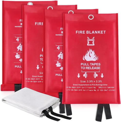 Manta Ignífuga para Cocina Hogar Emergencia - Mantas de Fibra de Vidrio Supervivencia contra Incendios Retardante de Llamas Extintor Ideal para