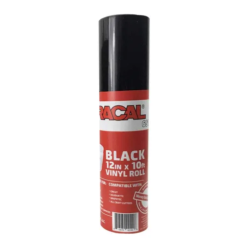 Rollo de 12,125" x 10 pies de vinilo adhesivo Oracal 651 negro para manualidades - Con un núcleo de 2,5" - Vinilo adhesivo para cortadoras Cricut,