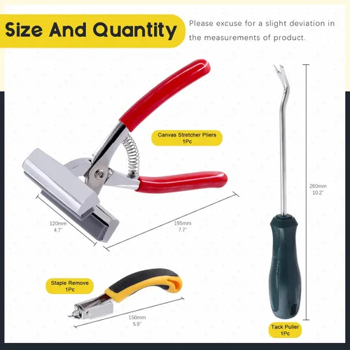 Vista 2 de Mardatt 3 alicates de lona de alta resistencia y removedor de grapas y herramienta de extracción de tachuelas, alicates de estiramiento de lona
