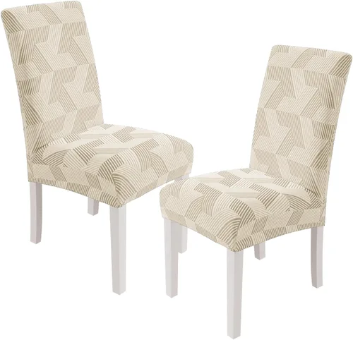 Vista 28 de JIVINER - Juego de 2 fundas elásticas para sillas de comedor, fundas geométricas de jacquard para sillas de comedor, fundas lavables para sillas