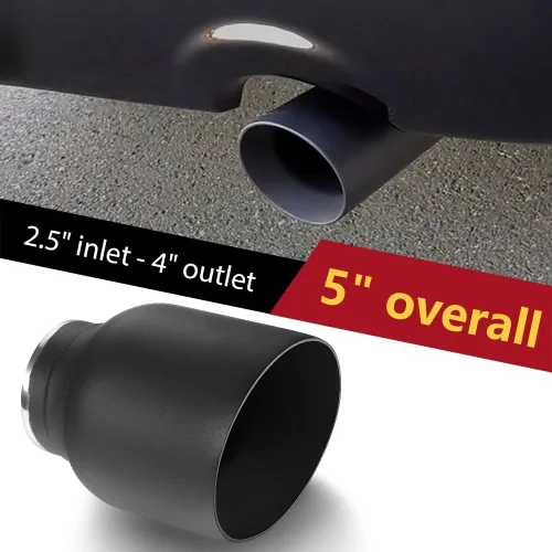 Vista 7 de LCGP Punta de escape negra diésel de 2.5 a 4 pulgadas, longitud total de 5 pulgadas, diseño de doble pared