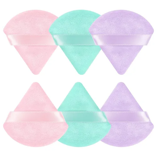 Vista 15 de Pimoys 6 esponjas de maquillaje facial, esponja de terciopelo suave triangular, esponja de belleza para polvo suelto (negro, rosa)