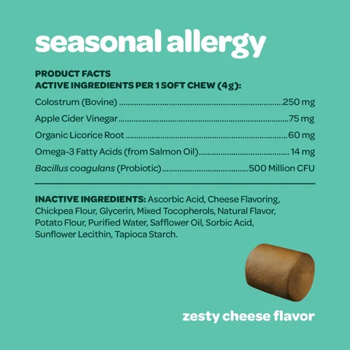 Vista 3 de Masticables para Alergias de Perros con Probióticos Masticables para Alergias Estacionales para Perros con Aceite de Salmón Salvaje de Alaska