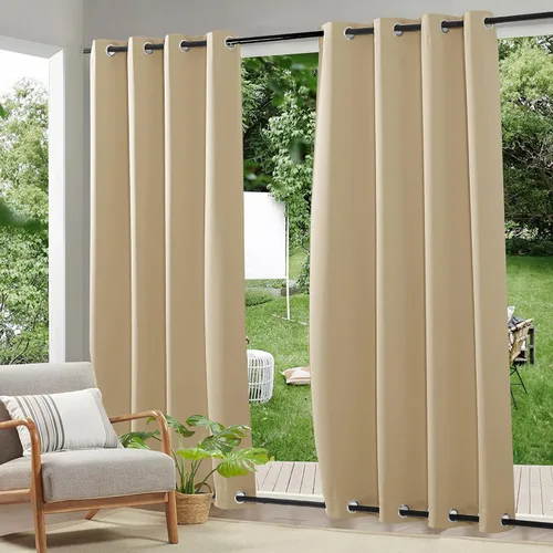 Vista 18 de RYB HOME Cortinas resistentes al viento para exteriores, cortinas opacas impermeables con aislamiento térmico para patio, porche, glorieta, pérgola