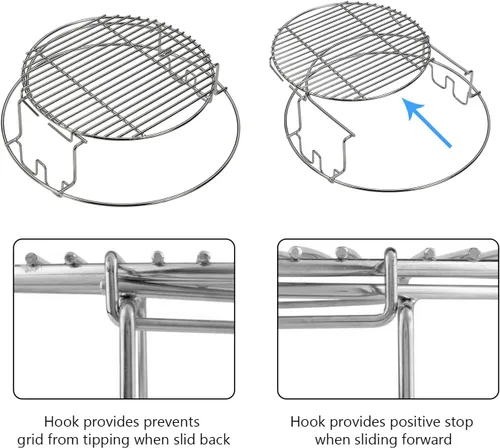 Vista 5 de Estante Expansor de 5 Piezas para Big Green Egg Medium Kit de Repuesto Parrillas para Eggspander Conveggtor Basket Acero Inoxidable 304 con Sistema