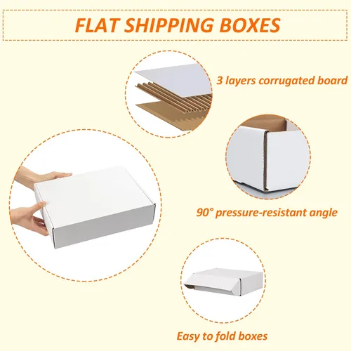 Vista 3 de HORLIMER Juego de 20 cajas de envío de 12 x 9 x 3 pulgadas, cartón corrugado blanco