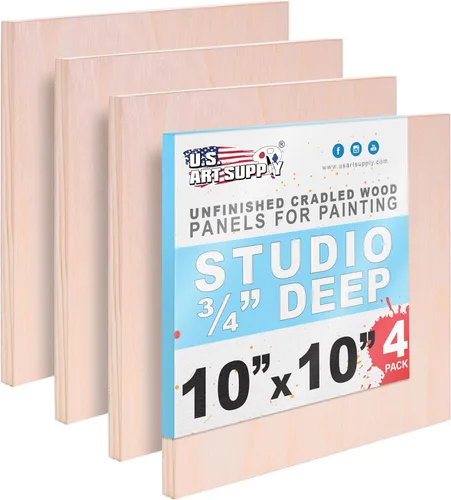Vista 18 de U.S. Art Supply Paneles redondos de madera de abedul de 6 pulgadas sin terminar para pintura, lienzo de madera, paquete de 4 unidades de 3/4
