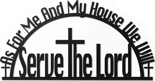 Vivegate Letrero con texto en inglés "As For Me And My House" (Con texto en inglés "As For Me And My House") - Decoración de pared cristiana con