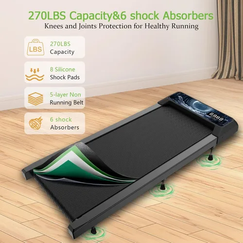 Vista 3 de Walking Pad Treadmill with Handle Bar, 2.5 HP Small Treadmills for Home with APP Remote Control, Four New Sports Data Function Analysis, 5.0 Speed