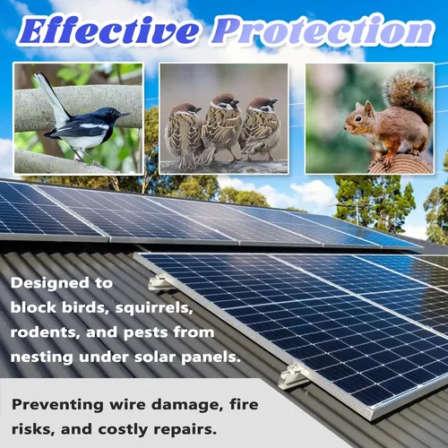 Vista 6 de PROLEE Protector de Pájaros para Panel Solar de 6 Pulgadas X 100 Pies, Protector Contra Bichos Antioxidante con 100 Clips Sujetadores, Malla