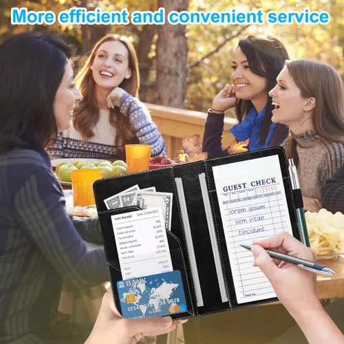 Vista 2 de ACdream - Libretas de servicio para camarera, libreta de anotación de comensales, lindo organizador de piel y cartera, para presentar la cuenta