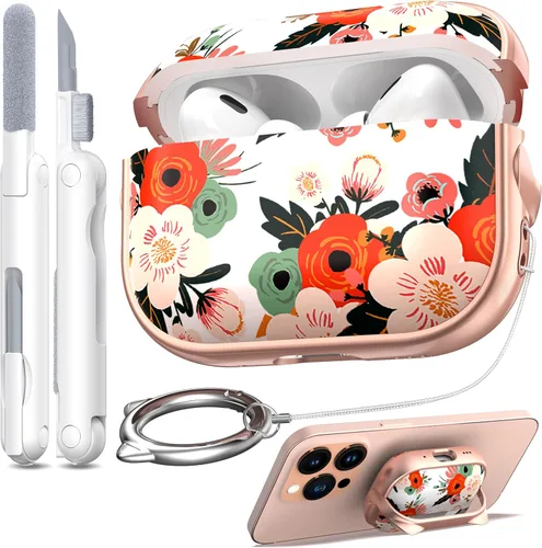 Vista 33 de RFUNGUANGO AirPods Pro - Funda transparente de TPU suave con kit de limpieza y llavero, compatible con Magsafe, funda protectora compatible