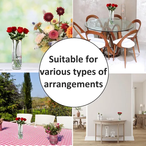 Vista 3 de Jarrones altos para flores, centros de mesa, decoración de boda, sala de estar, regalo, florero cilíndrico de vidrio transparente, chapado en oro