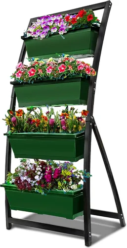 Vista 10 de Outland Living Jardinera elevada de 6 pies – Jardinera vertical independiente con 4 cajas de contenedores, buena para patio o balcón