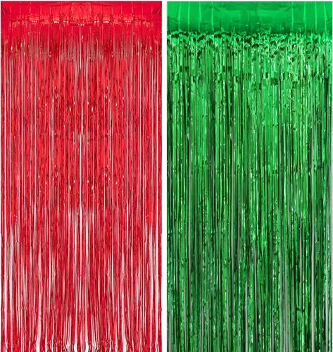 Paquete de 4 cortinas de flecos de papel de aluminio de oropel para fondo de cabina de fotos metálicas, suministros de fiesta para cumpleaños