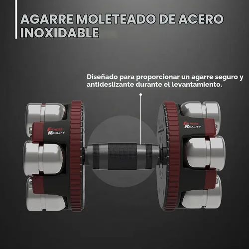 Vista 6 de Fitness Reality 1 par de mancuernas ajustables de 10 a 45 libras, incrementos de 3 libras, pesas rusas de peso ajustable