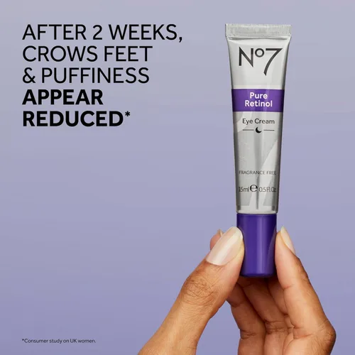 Vista 4 de No7 Pure Retinol Eye Cream - Crema para debajo de los ojos para arrugas, líneas finas e hinchazón con 0.5% de retinol, infundida con manteca